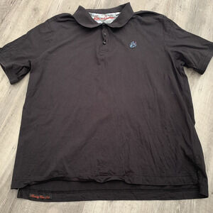 Robert Graham Polo Shirt Mens 2XL Classic Fit Black Embroidered SUPIMA Cotton